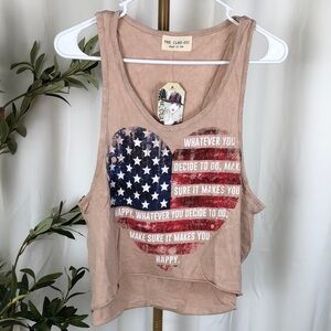 NWT The Classic Pink American Flag Crop Tank Camisole (T5)